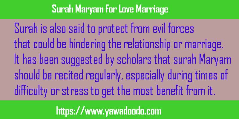 Surah Maryam For Love Marriage