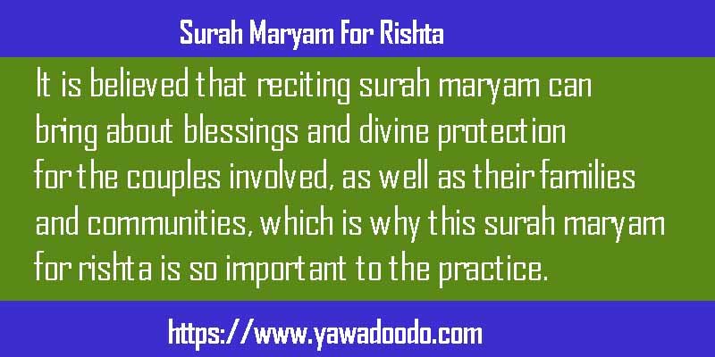 Surah Maryam For Rishta