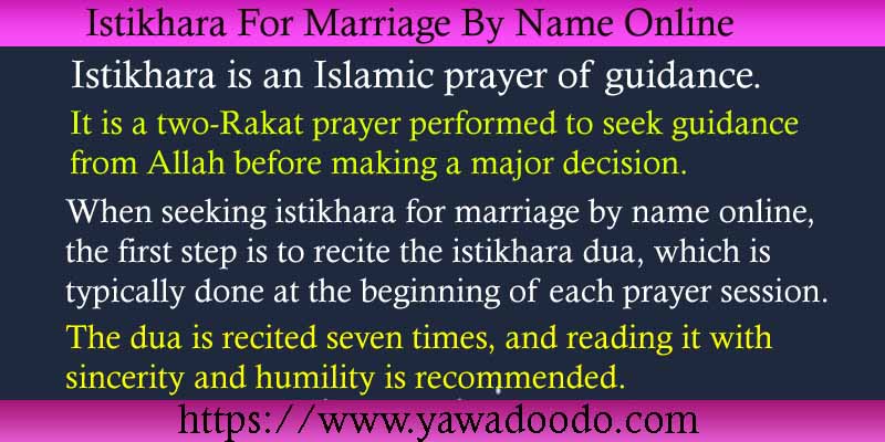 Istikhara For Marriage By Name Online